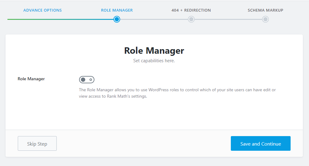 role manager section in rank math